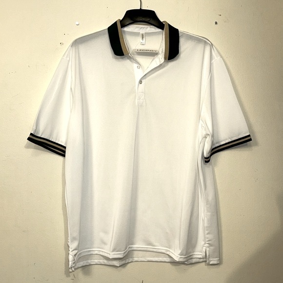 LEDINEY Shirt Polo Contrast stripe Collar white Regular Fit Short sleeve size 2X - Picture 5 of 15